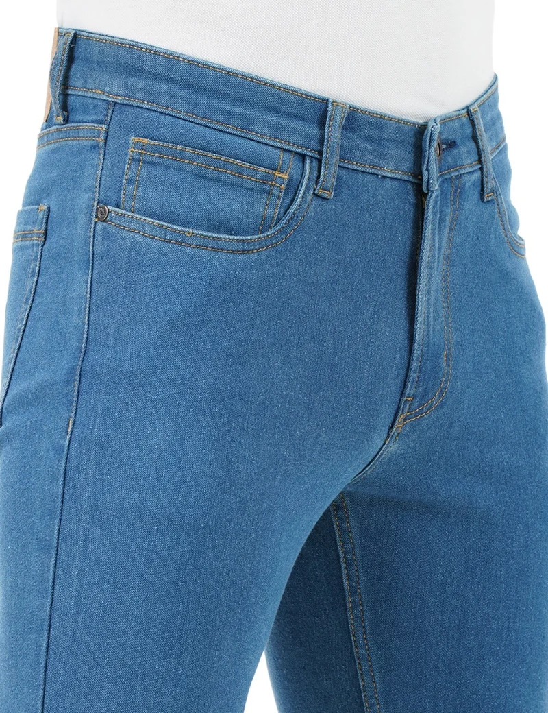 inkd Super sapphire Men's Regular Fit Jeans - Mid-Rise | Cotton Blend | Contrast Stitch|  Stretchable Fabric | Classic 5 Pocket Styling for Men | Best Price UAE